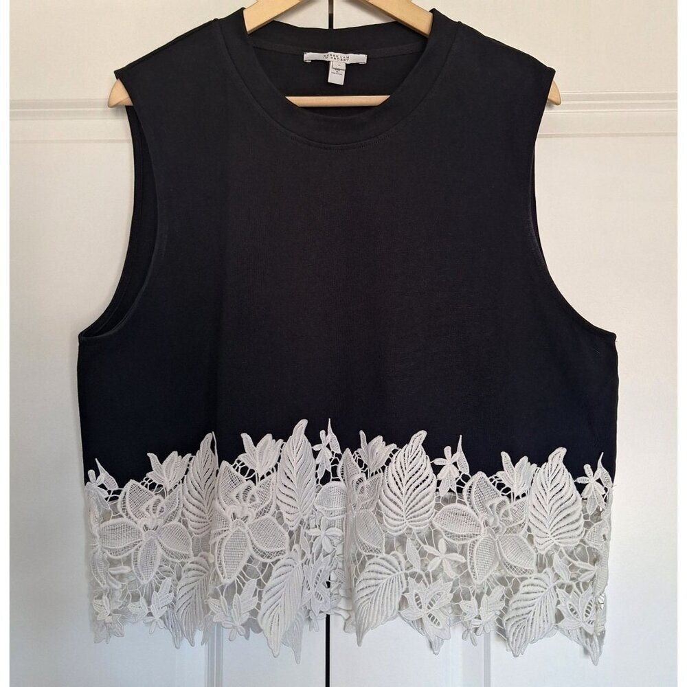 💙 Derek Lam 10 Crosby Lea Lace Crocket Trim Top Size 16 Preppy Fall Quite Luxur